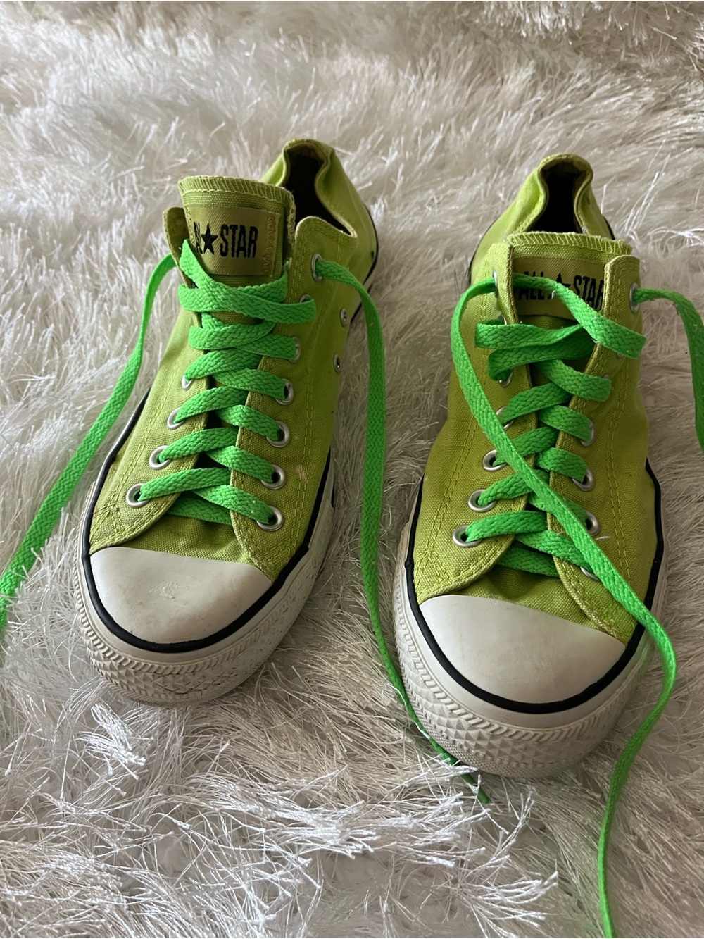 Star Bright Green Unisex Canvas Sneakers